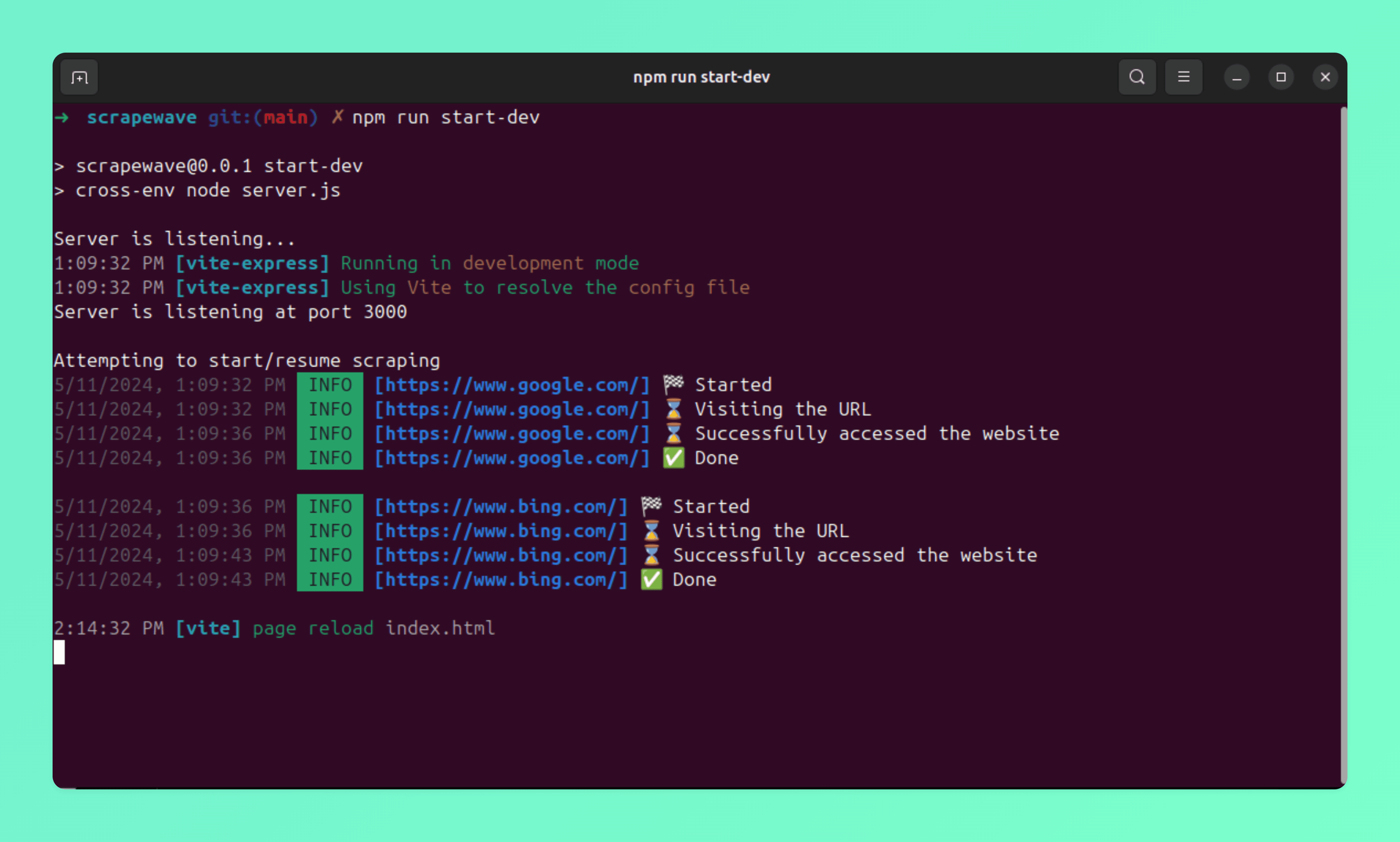 🕷️ ScrapeWave: Web Scraping using Puppeteer in a Docker container with a UI dashboard and database.